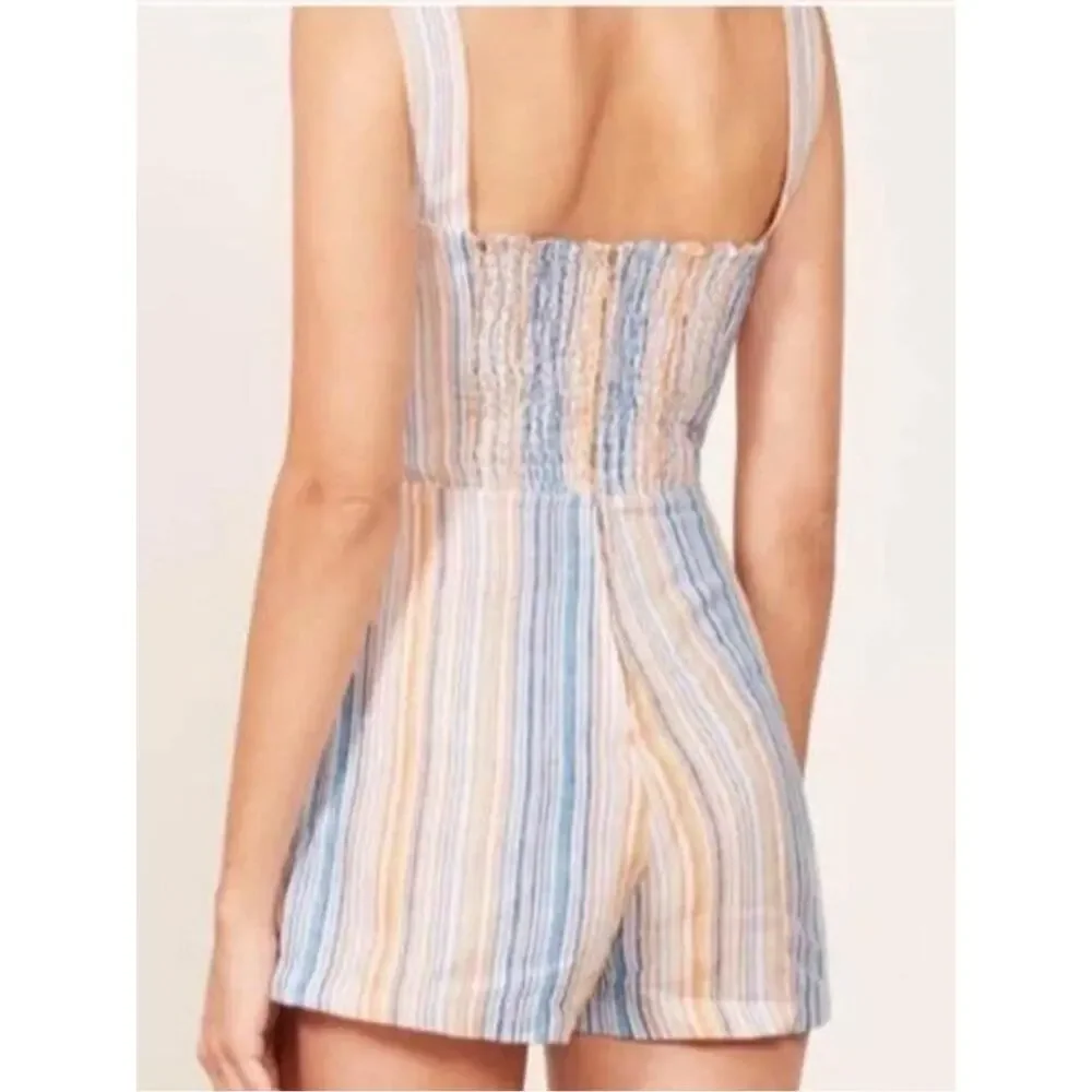 Reformation Island Linen Marbella Striped Romper